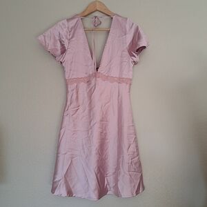LA Hearts Contemporary Romantic Dusty Rose Pink Mini Satin Dress Size Medium